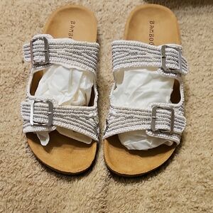 Bamboo Women's Beaded White Sandals